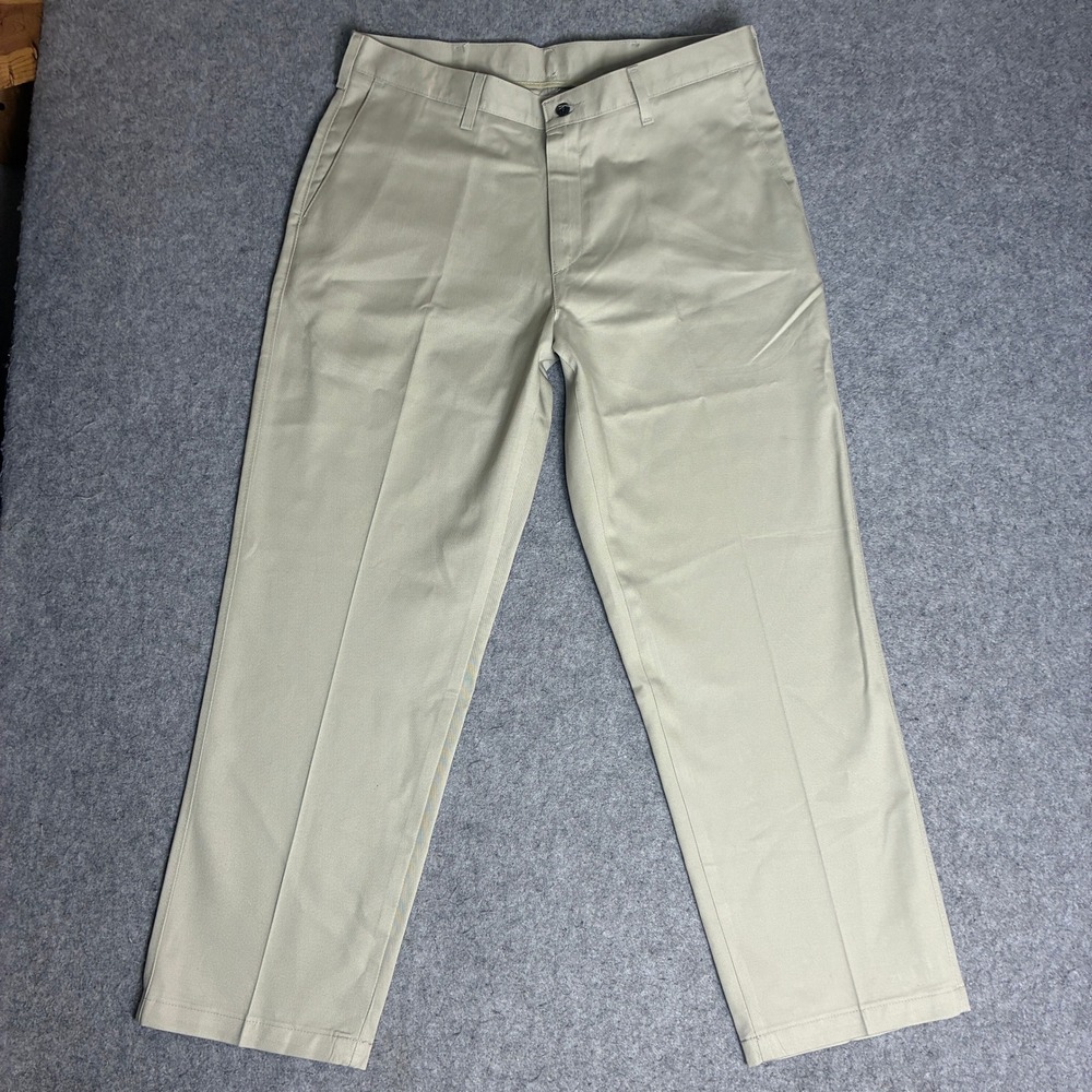 NWT Lee Khaki Pants Mens 35x29 Tan Stain Resistant Wrinkle Free Plain Front